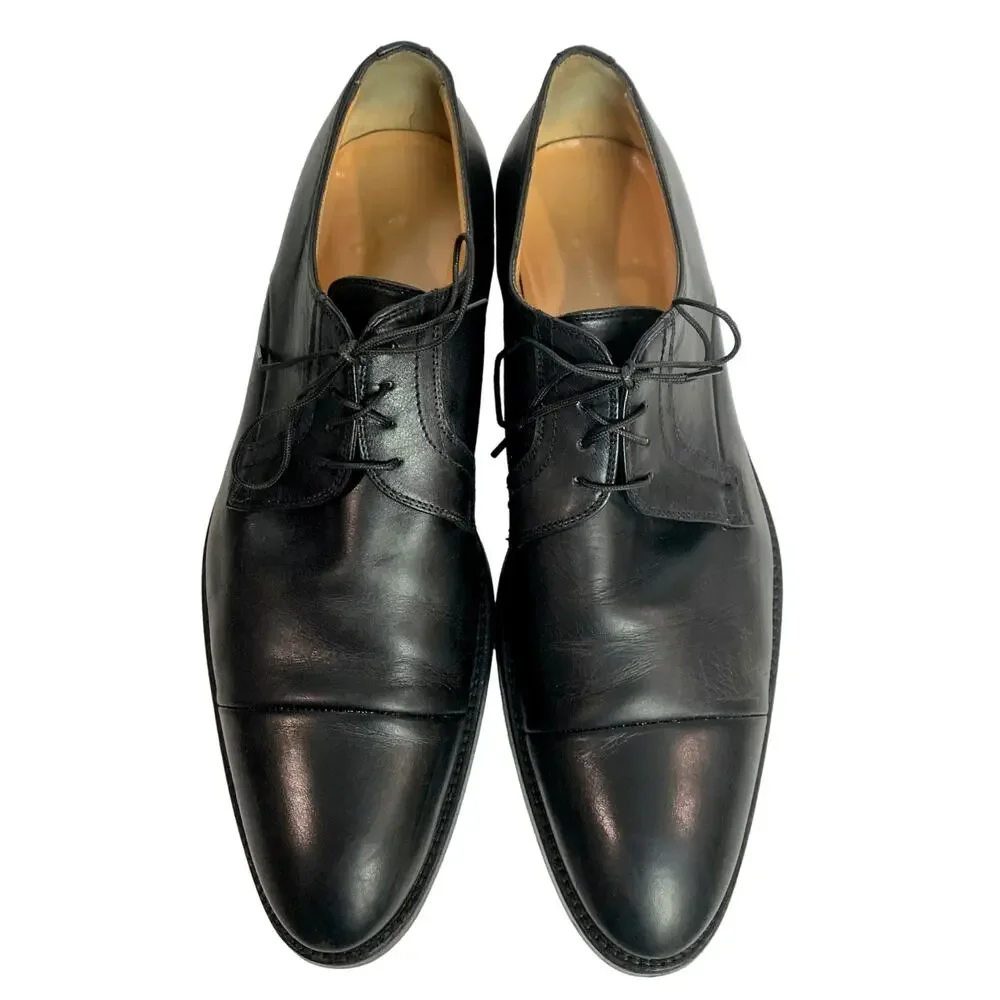 Dolce & Gabbana Black Leather Cap Toe Oxfords Men 9.5